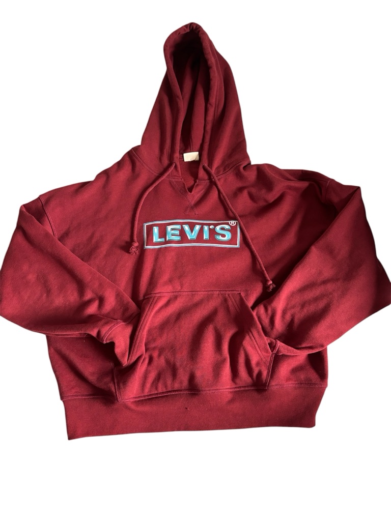 Levi's Burgundy Hooded Sweatshirt With Logo Patch